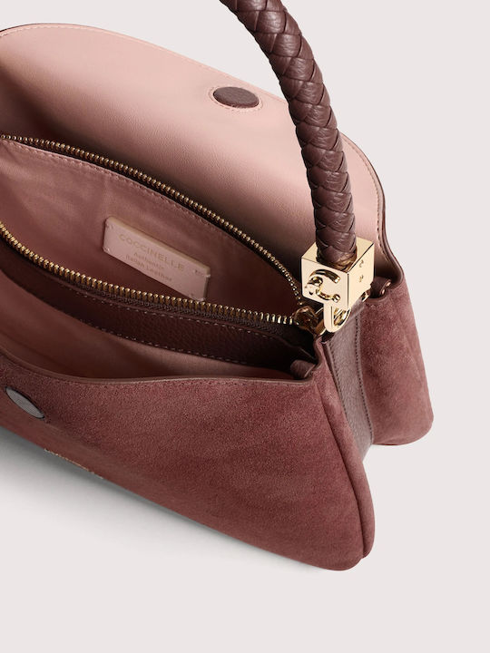 Knitted Women's Tote Bag Suede Burgundy