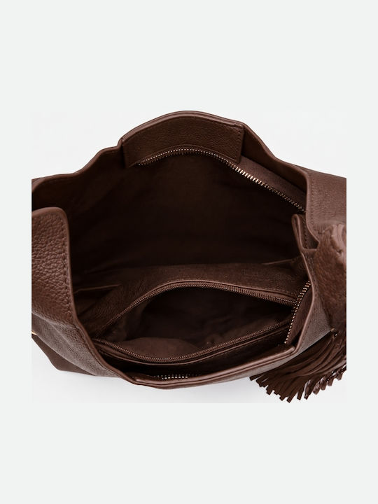 Fabric Knitted Women's Shoulder Crossbody Brown Bag