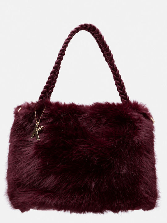 Fur Women's Handbag Crossbody Burgundy