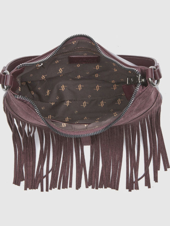 Damen Schultertasche Wildleder mit Fransen Braune