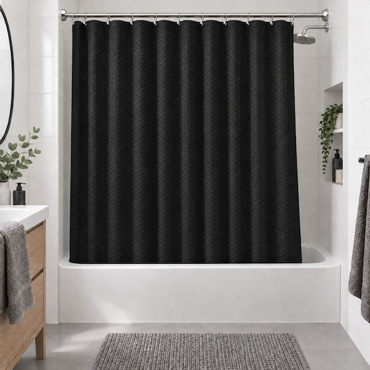 MRShome Shower Curtain 180x180cm Black DC-025010
