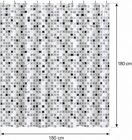 MRShome Duschvorhang Stoff 180x180cm Grau/Schwarz