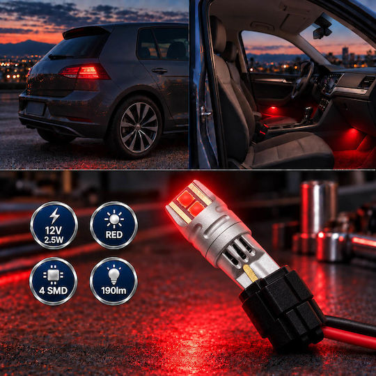 Autolampen & Motorrads T10 / T15 / W5W LED Rote 12V 2.5W Menge