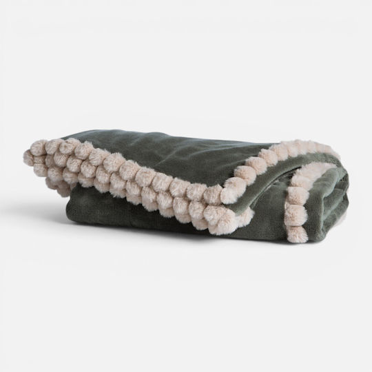 Nef-Nef Homeware Pompozia Комплект Одеяло Пике за Диван 130x180см Зелен