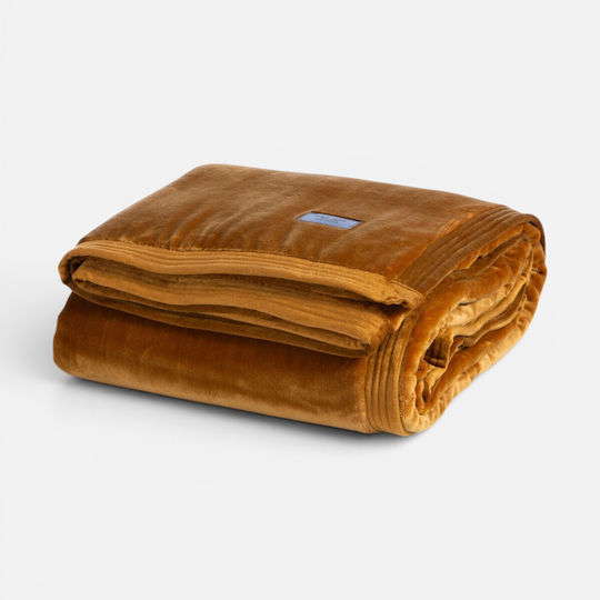 Nef-Nef Homeware Velosso Velvet Blanket Super King 230x240cm Camel