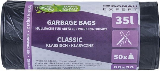 Donau Trash Bags Capacity 35lt With Drawstring 60x50cm 50pcs Black