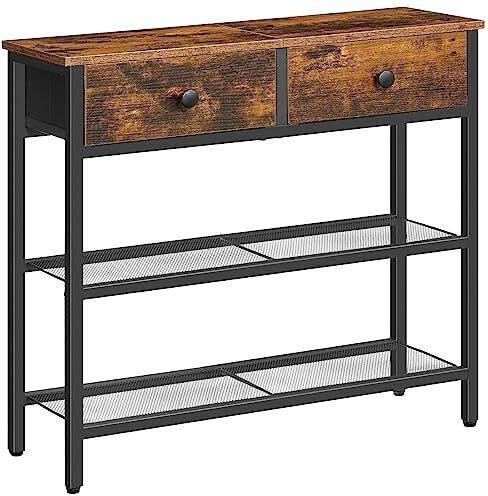 Console Table Made of Wood & Metal Brown/Black L75xW24xH75cm