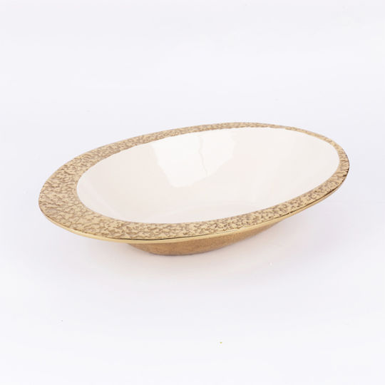 Bol Decorativ Metalic Bej 33x23x6.5cm