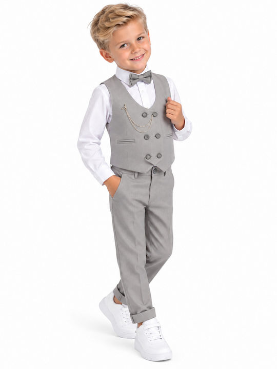 TakTakBaby Costum De Botez Gri 5 Bucăți
