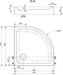 Cersanit Semicircular Shower Cabin with Sliding Door 80x80x80cm 5902115768910