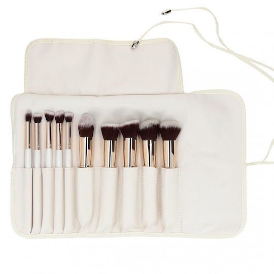 Tools for Beauty Professional Makeup Brush Set with Synthetic Bristle Kabuki Brush Set with Pouch 10 Pieces 10 Pieces