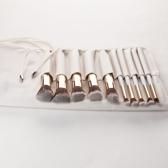 Tools for Beauty Professional Makeup Brush Set with Synthetic Bristle Kabuki Brush Set with Pouch 10 Pieces 10 Pieces