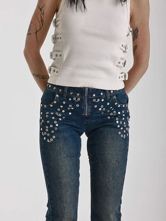 Pantaloni Jean Damă Cu Talie Joasă Cu Croi Bootcut
