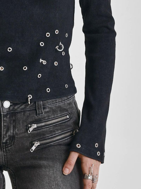 Pantaloni Jean Damă Cu Talie Joasă Cu Pantaloni Evazați În Croială Bootcut Gri