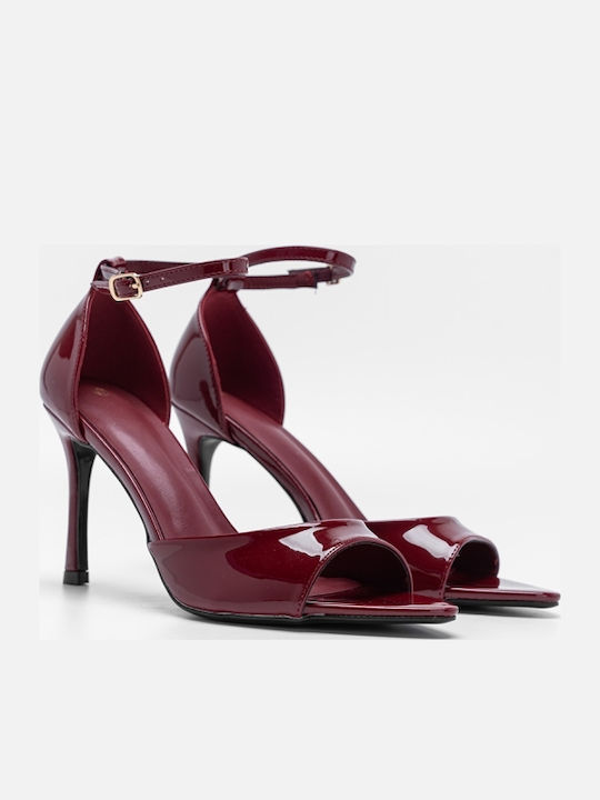 Damen Sandalen aus Burgundisch Lackleder