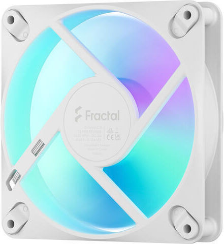 Fractal Design Dynamic 3 - 12 Обратен Перкa Вентилатор за Кутия 120mm (2200rpm / 63.9cfm) с RGB Осветление и Свързване 3-Pin / 4-Pin PWM Бял