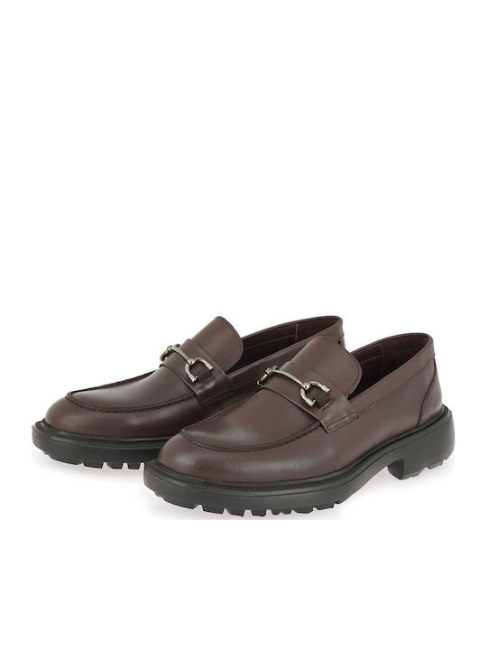 Δερμάτινα Ανδρικά Loafers σε Καφέ Χρώμα