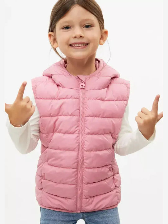 Kids Casual Sleeveless Short Pink Jacket