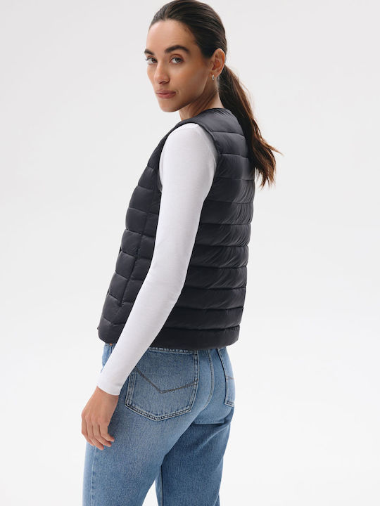 Women's Sleeveless Jacket for Spring/Autumn Black