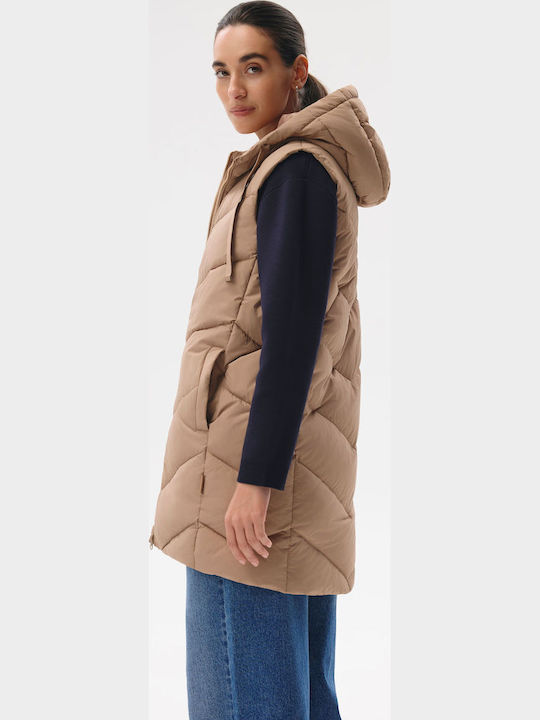 Lange Damenjacke für Frühling/Herbst Beige
