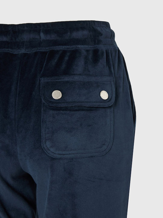 Funky Buddha Damen Jogginghose mit Jogger Samt Blau