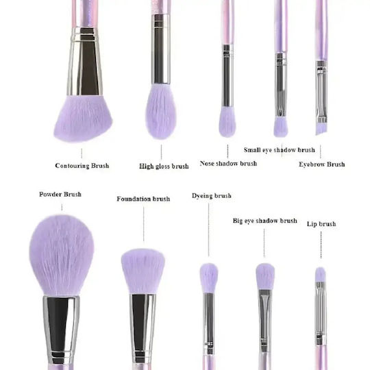 Set Profesional Cu Pensule De Machiaj Pentru Fundație Din Păr Natural 10 Bucăți