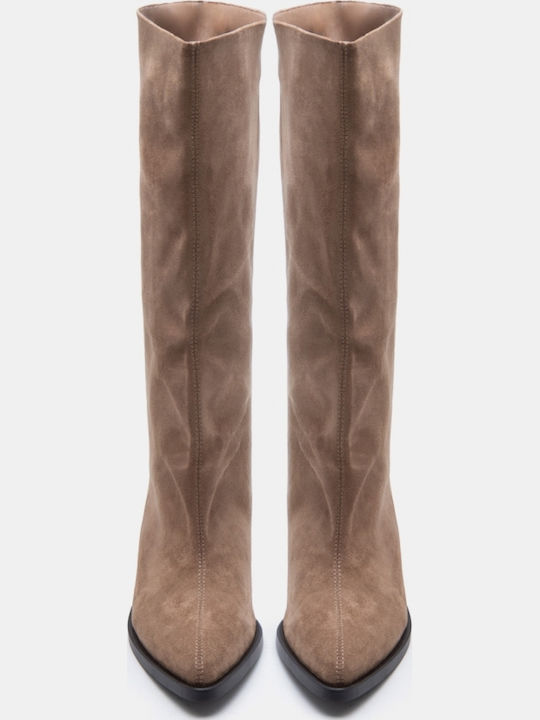 Suede Women's Boots Beige