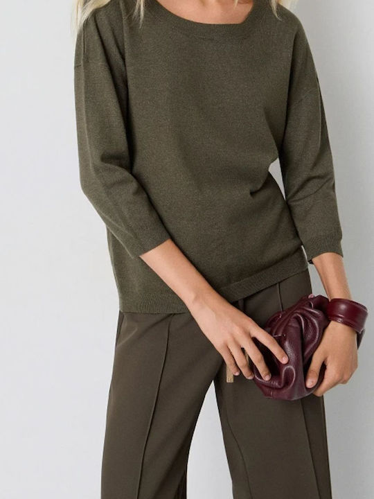 Women's Sweater with 3/4 Sleeve Khaki