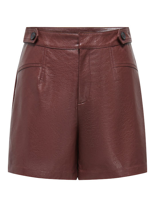 Only Pantaloni scurți din piele pentru femei maro