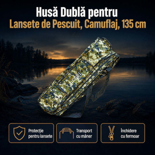 Double Rod Case Fishing Rods Camouflage 135 Cm