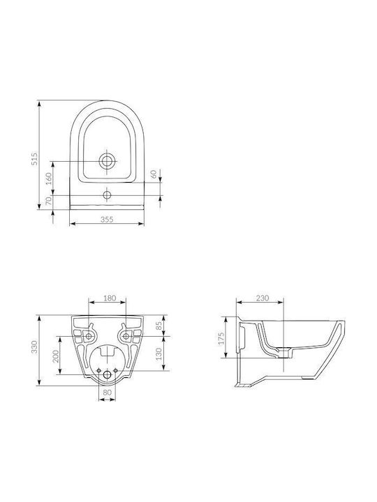 Cersanit Wall Hung Bidet 51.5x35.5cm