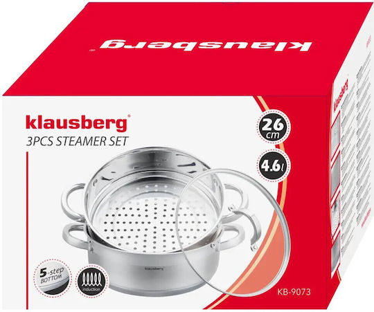 Klausberg Дълбока тенджера на пара от неръждаема стомана 4.6lt /
