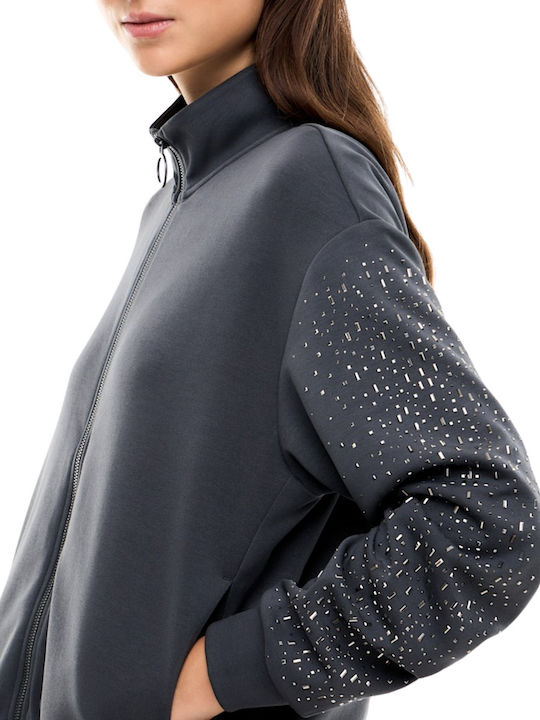 Women's Grey Sweatshirt Cardigan