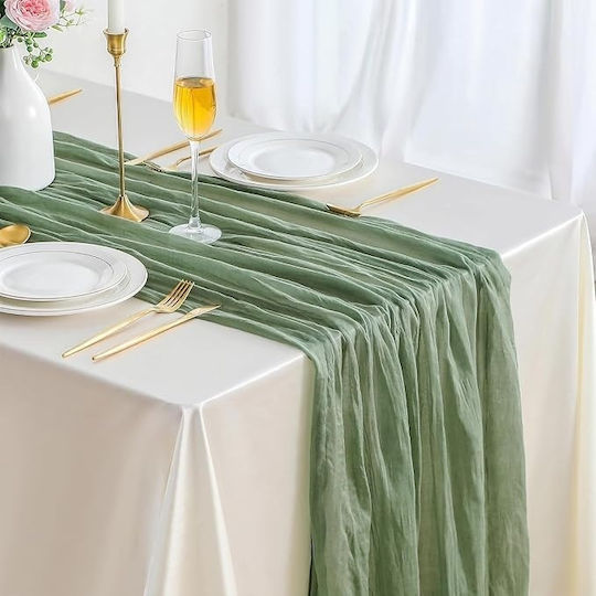 Runner Cheesecloth Salvie Verde 90x300 cm