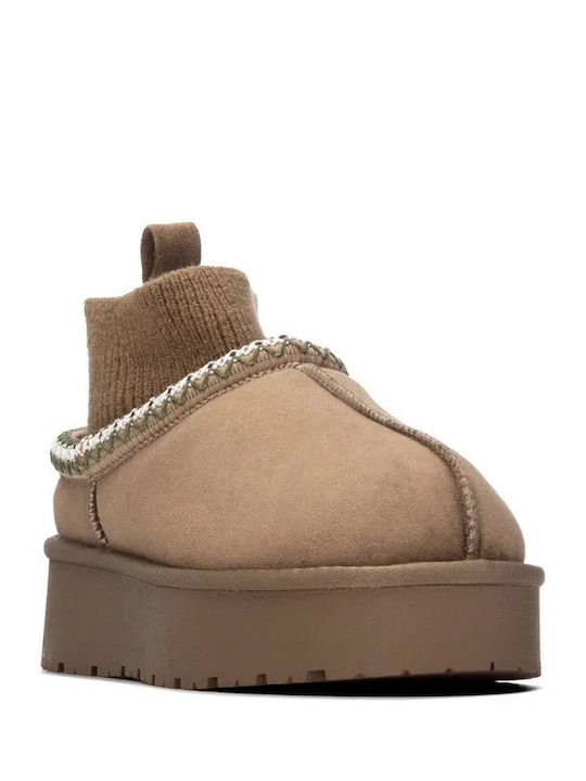 Suede Women's Ankle Boots Brown