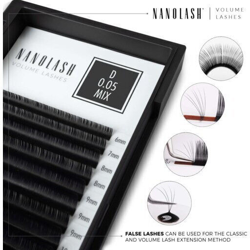 Nanolash Volume Lashes False Eyelashes 0.07 C #6-13 Mm 1 U