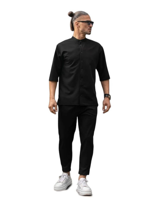 Дълъг ръкав Overshirt със Широка Кройка Черен