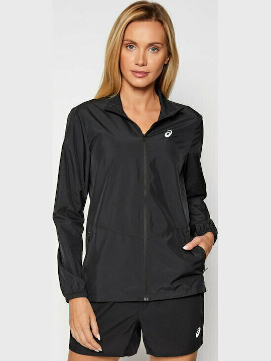 Women's Running Short Sports Jacket Waterproof and Windproof for Spring or Autumn Black