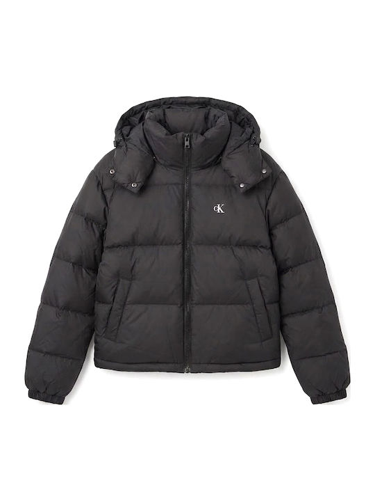 Късо Дамско Puffer Якето за Зима Черно