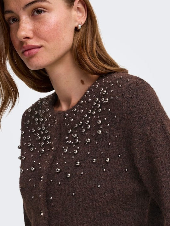 Kurze Gestrickte Damen Strickjacke Braun