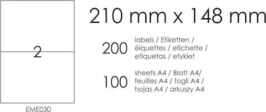 Emerson 1τμχ Kleine Klebeetiketten Rechteckig in Weißes Farbe 210x148mm