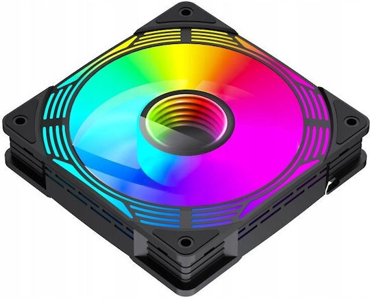 GameMax KF300R BK Обратен Перкa Вентилатор за Кутия 120mm (1600rpm / 44.35cfm) с ARGB Осветление и Свързване 4-изводна ШИМ 3бр Черен