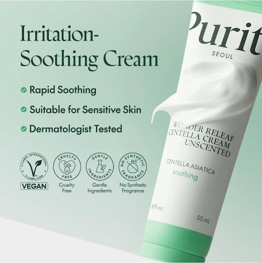 Purito Centella Unscented Recovery Αναπλαστική & Ρυθμιστική Κρέμα Προσώπου με Ceramides & Centella Asiatica 50ml