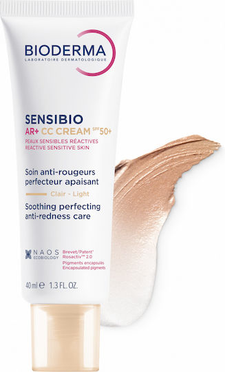 Bioderma Sensibio AR+ CC Cream SPF50+ Daily Tinted Cream With High Sun Protection for Sensitive Reactive Skin Prone to Rosacea 40ml