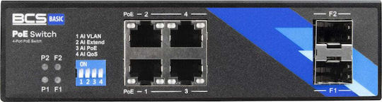 BCS BCS-B-ISP04G-2SFP Verwalteter L2 PoE+ Schalter mit 4 Gigabit (1Gbps) Ethernet-Ports