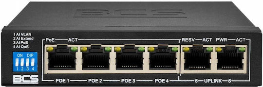 BCS BCS-B-SP04G02G Управляем L2 PoE+ Суич с 6 Гигабитни (1Gbps) Ethernet Порта