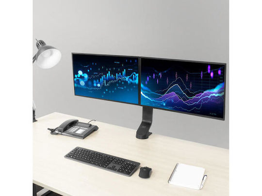 Act Офисна стойка за 2 екрана до 27" с Ръка (AC8322)