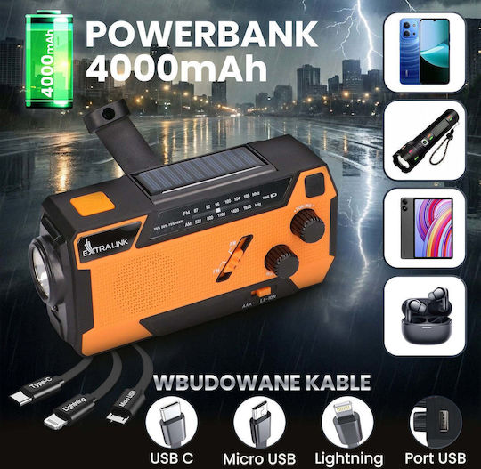 Extralink SR-4000 Tischplatte Radio Solar mit USB Orange