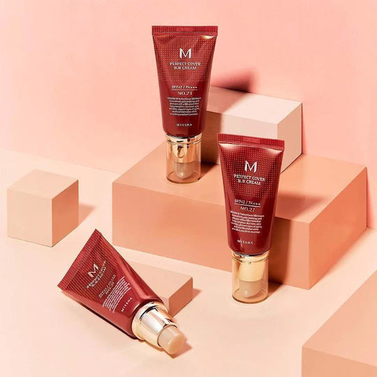 Missha Perfect Cover BB 23 Natural Beige Day Face Cream with SPF42 for Moisturizing Blemishes & Brightening with Hyaluronic Acid & Collagen 50ml