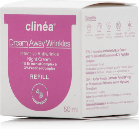 Clinea Dream Away Wrinkles LightRefill Cream Face Night with Bakuchiol 50ml